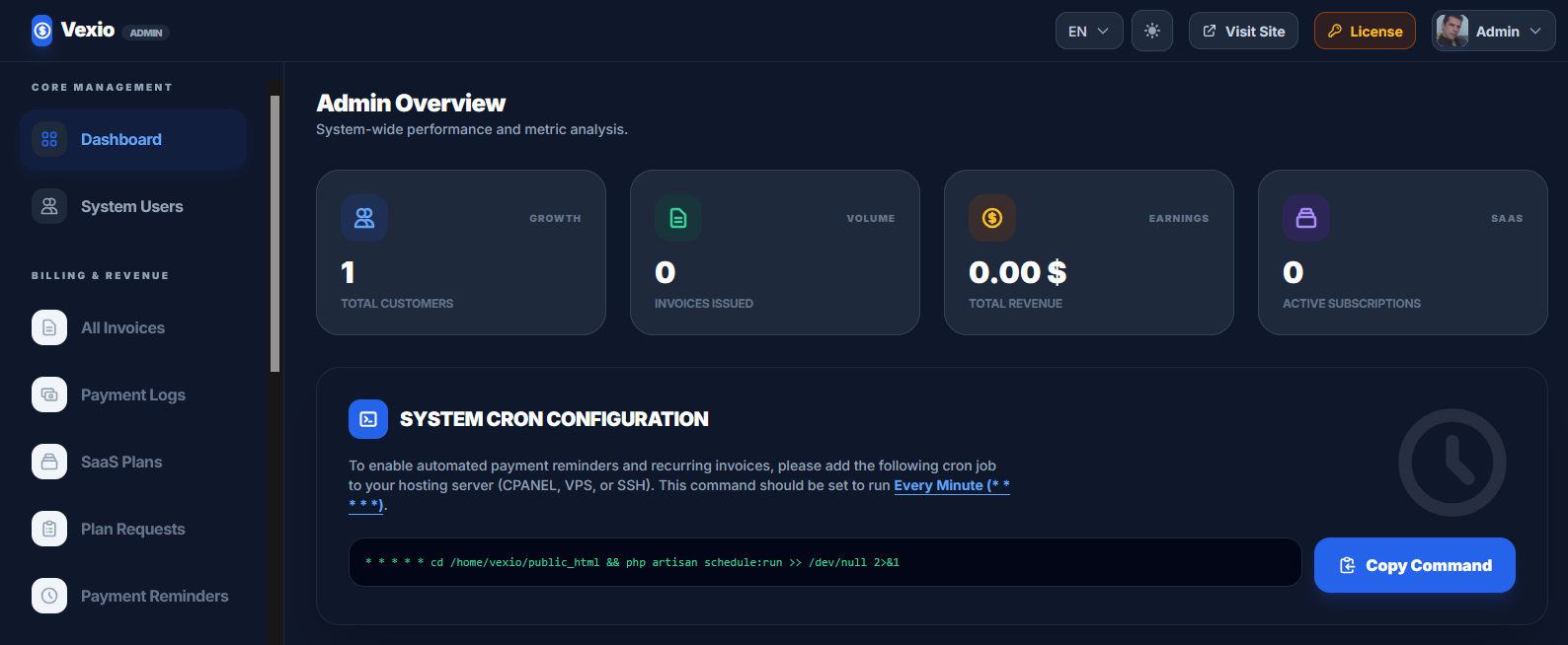 Vexio system preview
